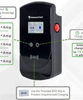 Smart Level 2 EV Charger for US J1772 and Type1 CEE Plug, 220/240V Wall EVSE with real-time display and amperage settings.