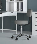 Be Well Medical Spa Style Adjustable Drafting Stool With Back Support, Ergonomic Gas Lift Office Chair in grey in a workspace