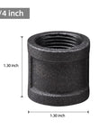 3/4 inch black iron coupling from 20 Pack Three Quarter Inch Rustic Industrial Black Malleable Iron Pipe Coupling Sockets For Pipe Shelves And Furniture Building DIY Projects Home Decor Hardware Vintage Style with 1.30 inch dimensions