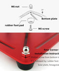 Helping Hands Soldering Stand installation diagram showing base, M6 nut, screw, and rubber foot pad.