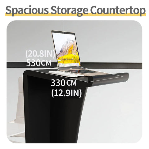 Roll Smooth On Any Stage With This Legit Durable Wooden Lectern Featuring A Slant Top Built Tough For Church Pulpits Or Gigs While Giving Hella Desk Space For Your Laptop In Classic Red, showing spacious countertop with laptop.