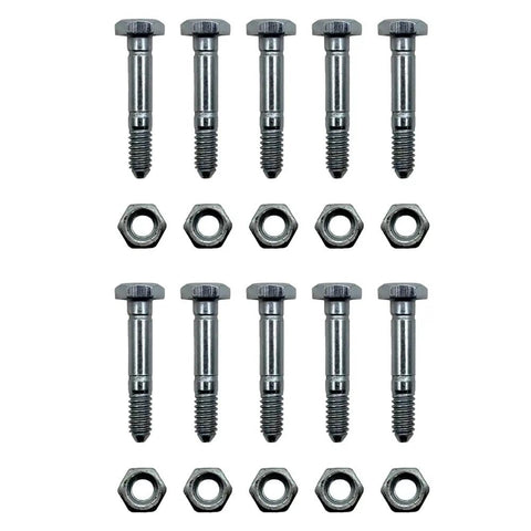 10 Pack Rock Solid Shear Pin And Nut Replacement Kit For John Deere Ariens Snow Throwers 1-9/16 By 1/4 Inches Replace Am123342 Heavy Duty Parts Fit Jacobsen Rotary Compact Blowers