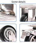 Heavy Duty 304 Stainless Steel Caster Wheels On Flat Plate Cart Rollers Waterproof Rustproof Industrial Casters close-up views of wheel details