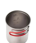 Ultralight Titanium Solo Camping Pot Set 750ml For Solo Hikers, visible volume markings, 0.3mm titanium body