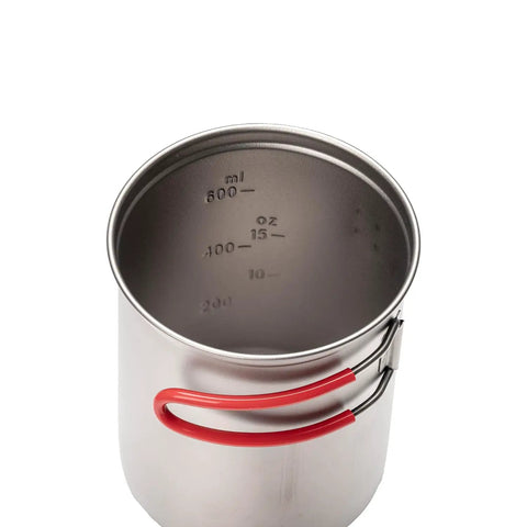 Ultralight Titanium Solo Camping Pot Set 750ml For Solo Hikers, visible volume markings, 0.3mm titanium body