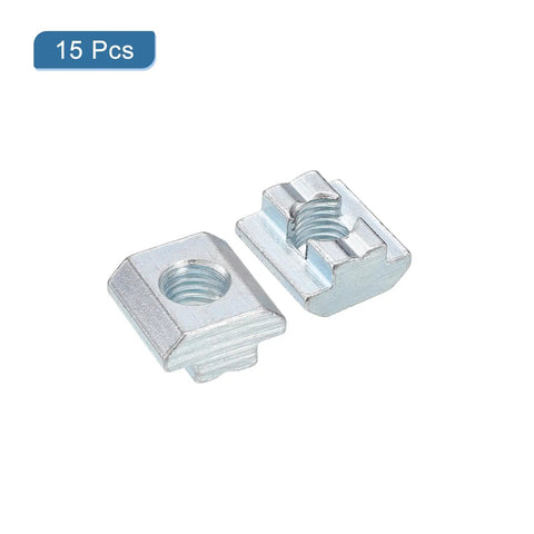 Heavy Duty Rock Solid M10 T Nuts Pack Of 15 Nickel Plated Carbon Steel Hammer Head Sliding Fasteners close-up view of 2 pieces.