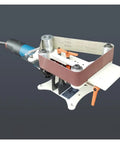Heavy Duty Belt Sander Frame 730 X 50 Mm Adapter For Angle Grinder Retrofit Desktop Grinding Tool view featuring adjustable sun wheel and metal body.