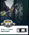 Mechanic installing front wheel hub bearing assembly for Toyota 4Runner Tacoma FJ Cruiser Lexus GX460 GX470 2003-2021.