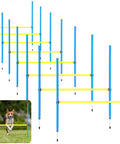 8 Set Dog Agility Jump System With Adjustable Hurdles for Indoor Outdoor Training, blue and yellow, with ground stakes and connectors