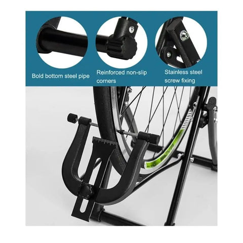 Foldable Bike Wheel Truing Stand For 16 To 29 Inch Wheels, Lightweight Aluminum Alloy Rim Maintenance Tool, close-up detail