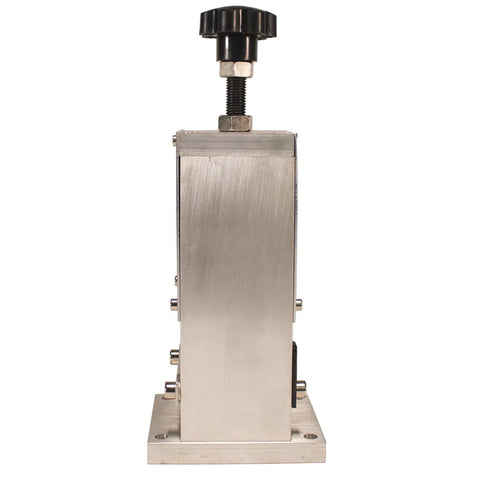 Benchtop Wire Stripping Machine for Copper Wire From 0.15 Inch to 1 Inch, Drill Powered or Manual Hand Crank Operation, side view