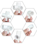 48 Piece 1/2 Inch PVC Pipe Fittings Elbow Set With 3 Way, 4 Way, 45 Degree And 90 Degree Elbows, Tee And Corner Connectors Display