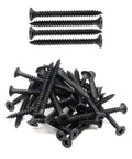 Tough As Nails Six X Two Inch Drywall Screws Featuring Slick Black Phosphate Coating And Flawless Bugle Heads For Metal Studs Anchoring And Drywall Patching Fifty Pack Phillips Fasteners arranged on a white background.