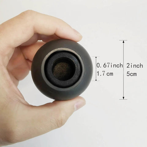 Hand holding 17mm Anti Sink Rubber Ball Feet for Camping and Folding Chairs, showing dimensions for easy install