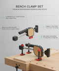 Aluminum Alloy Bench Clamp Set For Edge Or Dog Hole Mounts, Frees Your Hands For Precision Sanding Carving And Assembly, 12.6x9.25x1.9"