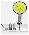 Workshop Grade Precision Dial Indicator With Magnetic Base Stand For Metalworking And Calibration Analog Vertical Display With One Hundredth Millimeter Resolution Zero To One Millimeter Range Eight Tenths Millimeter Indicator Great For Equipment Setup, yellow dial