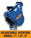 2 By 48 Inch Three Wheel Belt Grinder Cranks Out 3600 FPM To Polish Metal And Wood Like A Champ adjustable rotating wheel 1, 1.5, 2 inch