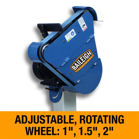 2 By 48 Inch Three Wheel Belt Grinder Cranks Out 3600 FPM To Polish Metal And Wood Like A Champ adjustable rotating wheel 1, 1.5, 2 inch