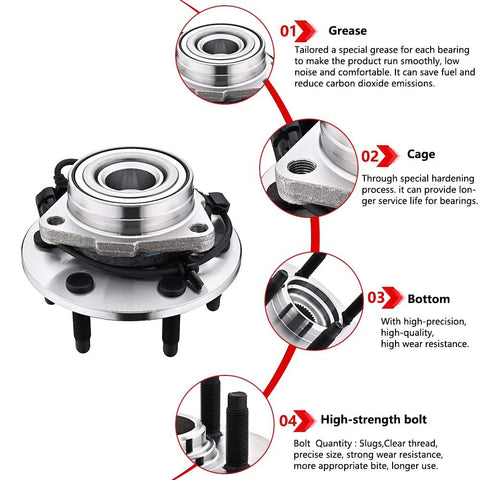 Diagram of 4WD Front Wheel Hub And Bearing Assembly 515036 Fits Silverado 1500 1999-2007 with features labeled