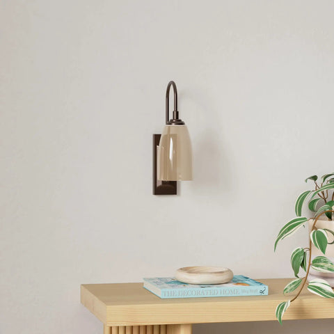 Battery Powered Wall Sconce 2 Pack LED Wireless Plugless Lights With 4 Hour Auto Shut Off 100 Lumen Output bronze finish wall view