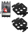 Rock Solid Two Piece Steel Circuit Breaker Lockout Kit With Heavy Duty Lockout Tagout Padlock For Switch Panels, steel pieces, secured to breaker.