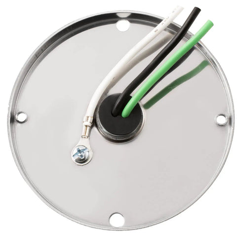 Stainless Steel 1157 Bulb Holder For Watermelon Glass Lens Kit With 2 Wire Plug And Ground Lead, back view, polished finish