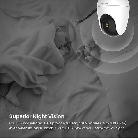 2K Indoor Wireless Pan Tilt Camera For Home Security And Baby Monitor With Night Vision and Auto Tracking overlooking sleeping baby