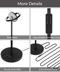 Close-up of Chill At Home With A Sleek Saturn Ring LED Floor Lamp, 36W, 1800LM, rotatable head, remote, power cord details.
