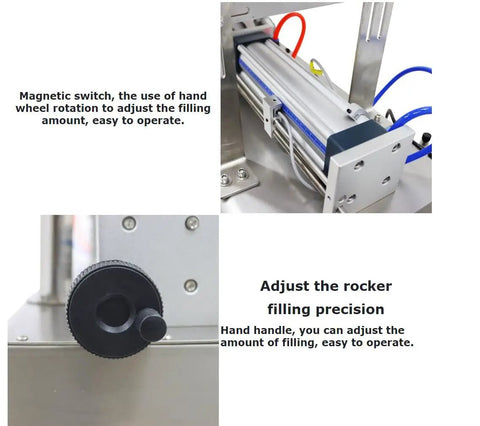 Heavy Duty 100 To 1000 ML Paste Filling Mixing Machine With Horizontal Heating Hopper And Pneumatic Liquid Filler control panel features for precise operation.