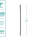 7 Inch Black Disposable Stir Sticks For Hot And Cold Beverages, 1000 Count, with 7-inch height and 5mm diameter specifications