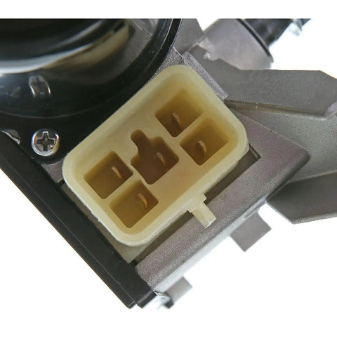 Close-up of Direct Mount Front Windshield Wiper Motor Plug N Play Swap For Chevy Blazer GMC Jimmy S10 1998 To 2004 connector with 5 pins.