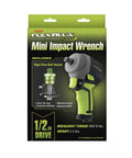 Pro Mini Impact Wrench With Half Inch Drive And High Flow Ball Swivel Plug Ultra Lightweight 2.5 Lb Composite Body packaging