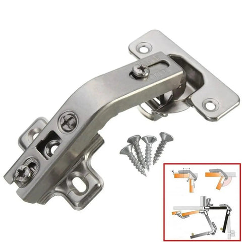 Premium 135 Degree Corner Cabinet Door Hinges With Soft Close for wardrobe and cupboard; includes screws and installation guide.