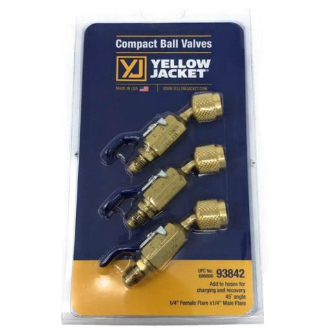 Ball Valve Adapter 1/4 In MxF 45 Degree Angled Connector Pack Of 3 For Plumbing And Lawn Care Equipment Durable Yellow Replacement Part With Easy Fit In Tight Spaces, yellow brass pack