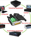 Diagram showing DB26 Breakout Connector Solderless RS232 D Sub 26 Pin Port Terminal Male Adapter connected to various industrial devices.