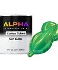 Fresh Mint Green Basecoat Paint With Color Shifting Gold Pearls One Gallon Ready To Spray Bottle Includes Slow Reducer for Fast Lane Custom Rides And Pro Shows with sample in front