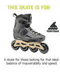 Lightning 90 Men's Urban Inline Skate With Memory Buckle Closure And Extra Lacing displayed with 90mm wheels, anthracite and taupe.