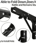 Close-up of Heavy Duty Folding Triangle Shelf Brackets Set Two Pack Adjustable Wall Mount Brackets For Shelves And Benches With Screws Silver 10 Inch
