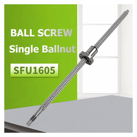 Top Grading SFU1605 Ballscrew With Ballnut, precision end machined, 16mm diameter for CNC machines, smooth operation.