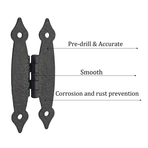 4 Pack 3.5 Inch Antique H Shape Cabinet Hinges Black Flat Flush For Cupboard Wardrobe Boxes Drawers with smooth finish