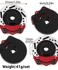 Metal 4 Pack 12mm Wheel Hex Hub Adapters With Brake Disc For TT02 One Tenth Scale RC Cars Red Finish Measurements Display