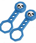 Glomora 2 Pcs Magnetic Stud Finder Handheld Portable Wall Stud Finder Metal Detector for Hanging Frame Mirror TV (Blue) with chrome balls.