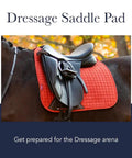 Anti Slip Dressage Saddle Pad With Soft Shell For Saddle Stability And Grip showcases navy one size dressage pad on horse