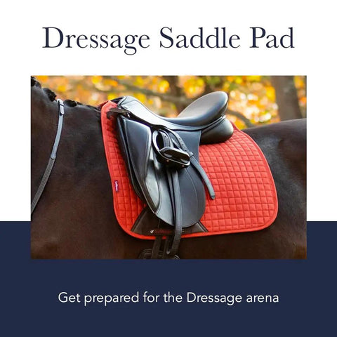 Anti Slip Dressage Saddle Pad With Soft Shell For Saddle Stability And Grip showcases navy one size dressage pad on horse