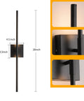 Dope Matte Black Wall Sconces Set Of 2 With LED Lighting 3000K 12W, showing dimensions and close-up details of modern minimalist design.
