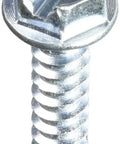 Boss Grade Size 12 by 1 Inch Slotted Sheet Metal Screws with Hex Washer Heads 50 Pack, detailed view of a heavy-duty screw.