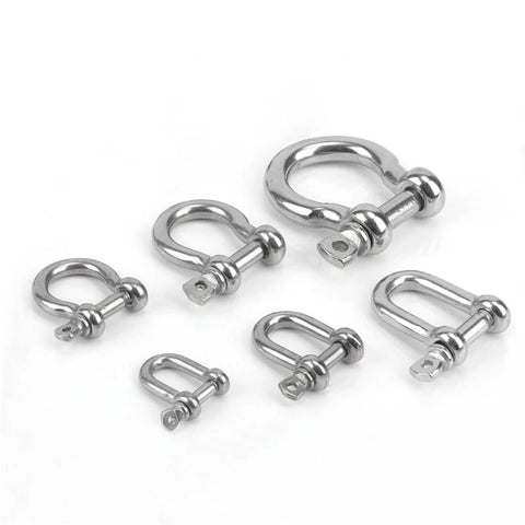 Two Pack M12 And M14 Stainless Steel D Type And Bow Shackle Set 304 Rust Resistant For Anchor Towing And Off Road Recovery