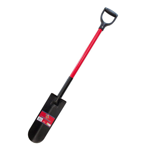 12 Gauge 14 Inch Drain Spade With Fiberglass D-Grip Handle, Closed Back Steel Blade, Heavy Duty Pro Grade For Plumbing And Landscaping