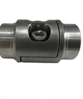 Straight Shot 1 1/2 Inch Tube Connector Adapter Weld Fabrication Bung With Versaslot Nut Holder Easy Grip For Hot Rod Rig And Custom Car Whips Built To Rock Made In Usa, showing front view of metal connector.