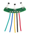 Must Have Ebike Hall Sensor 120 Degree 43F PCB Cable Replacement Part For Sine Wave Motors In 3 Wheel Electric Scooters Includes Board And Wire For Easy Install Green showing green PCB and colored wires.